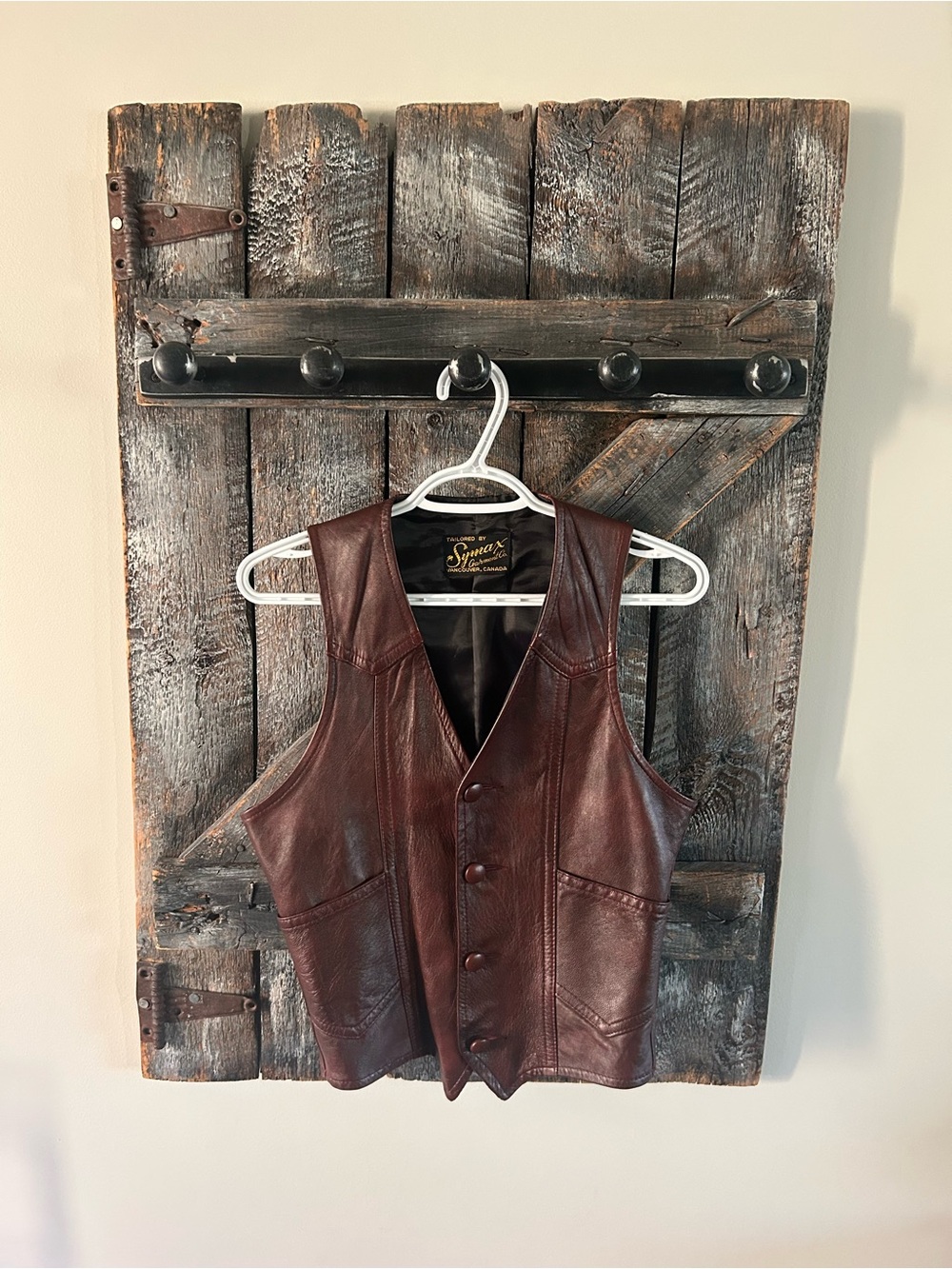 Men's Vintage Symax Dark Brown Leather Vest - Button Front